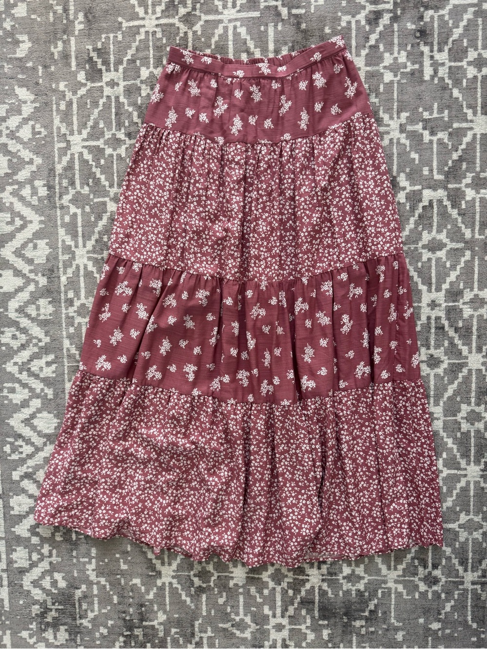 Sincerely Jules Mauve Floral Tiered Maxi Skirt